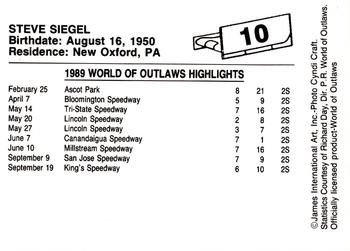 1989 World of Outlaws #10 Steve Siegel Back