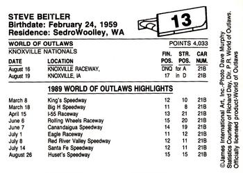1989 World of Outlaws #13 Steve Beitler Back