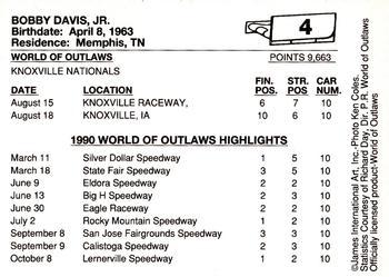 1990 World of Outlaws #4 Bobby Davis Jr. Back