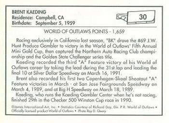 1991 World of Outlaws #30 Brent Kaeding Back