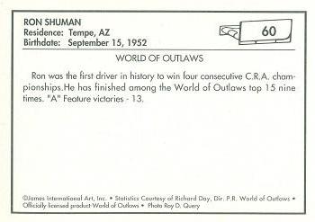 1991 World of Outlaws #60 Ron Shuman Back