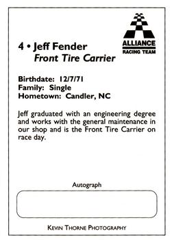 1995 Alliance Racing Team #4 Jeff Fender Back