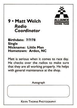 1995 Alliance Racing Team #9 Matt Welch Back