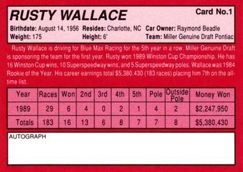 1990 AC Racing Proven Winners #1 Rusty Wallace Back