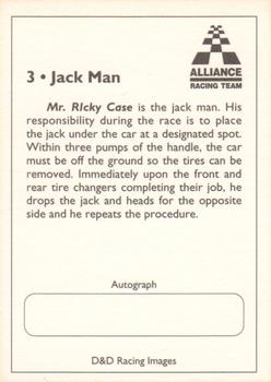 1993 Alliance Racing Team #3 Ricky Case Back