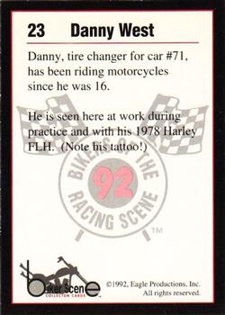 1992 Eagle Productions Bikers of the Racing Scene #23 Danny West Back