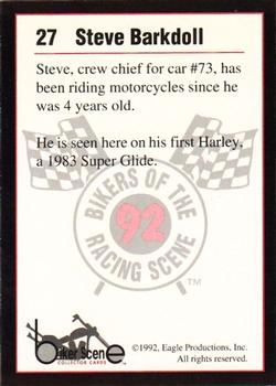 1992 Eagle Productions Bikers of the Racing Scene #27 Steve Barkdoll Back