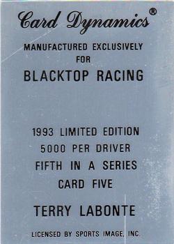 1993 Card Dynamics Blacktop Racing #5 Terry Labonte Back