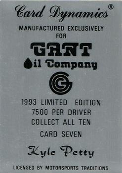 1993 Card Dynamics Gant Oil #7 Kyle Petty Back