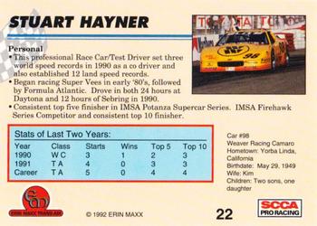 1992 Erin Maxx Trans-Am #22 Stuart Hayner Back
