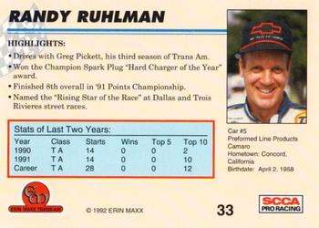 1992 Erin Maxx Trans-Am #33 Randy Ruhlman's Car Back