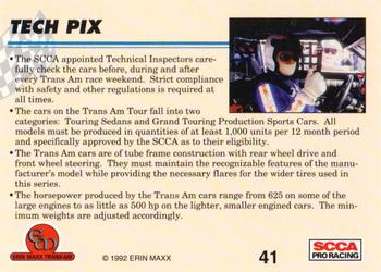 1992 Erin Maxx Trans-Am #41 Tech Pix Back