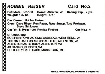 1991 Langenberg Hot Stuff ARTGO Stars #2 Robbie Reiser Back