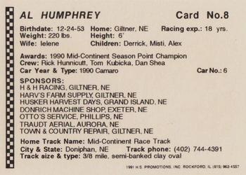 1991 Langenberg Hot Stuff Stock Car Champions #8 Al Humphrey Back