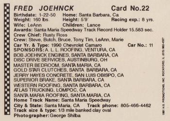 1991 Langenberg Hot Stuff Stock Car Champions #22 Fred Joehnck Back