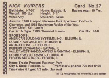 1991 Langenberg Hot Stuff Stock Car Champions #27 Nick Kuipers Back