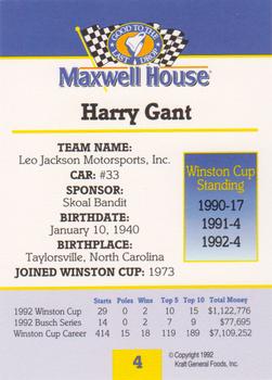 1993 Maxwell House #4 Harry Gant Back