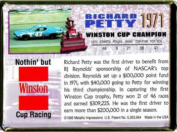 1996 Metallic Impressions Winston Cup Champions #1971 Richard Petty Back