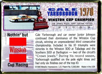 1996 Metallic Impressions Winston Cup Champions #1978 Cale Yarborough Back