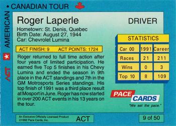 1992 Pace American-Canadian Tour #9 Roger Laperle Back
