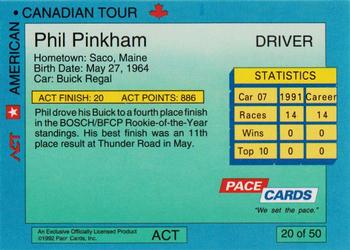 1992 Pace American-Canadian Tour #20 Phil Pinkham Back