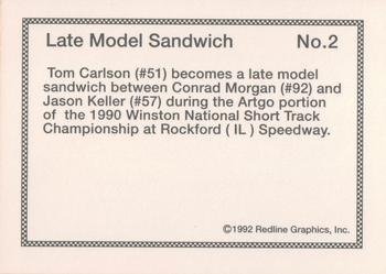 1992 Redline Graphics Short Track #2 Late Model Sandwich Back