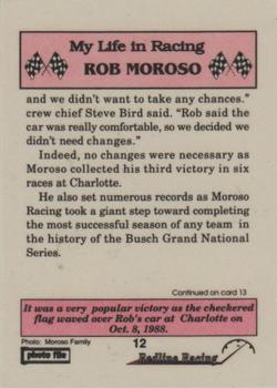 1992 Redline Racing My Life in Racing Rob Moroso #12 1988-Rob takes the Checkered Flag Back