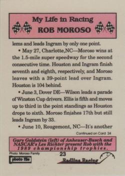 1992 Redline Racing My Life in Racing Rob Moroso #23 1989-Busch Series Awards Banquet Back