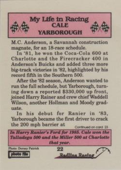 1992 Redline Racing My Life in Racing Cale Yarborough #22 85 Winners Circle -- Miller 500 Back