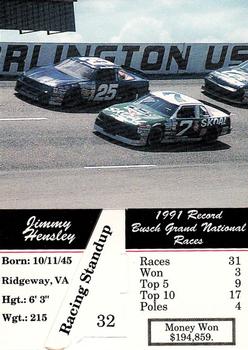 1992 Redline Racing Standups #32 Jimmy Hensley Back
