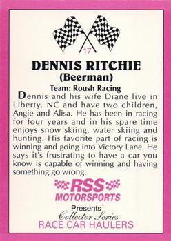 1992 RSS Motorsports Race Car Haulers #17 Dennis Ritchie Back