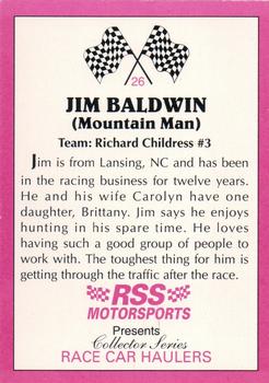 1992 RSS Motorsports Race Car Haulers #26 Jim Baldwin Back