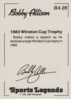 1991 K & M Sports Legends Bobby Allison #BA28 Bobby Allison Back