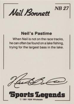 1991 K & M Sports Legends Neil Bonnett #NB27 Neil Bonnett Back
