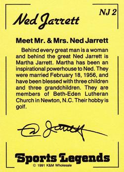 1991 K & M Sports Legends Ned Jarrett #NJ2 Ned Jarrett / Martha Jarrett Back