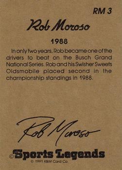 1991 K & M Sports Legends Rob Moroso #RM3 Rob Moroso Back