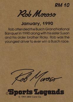 1991 K & M Sports Legends Rob Moroso #RM10 Rob Moroso Back