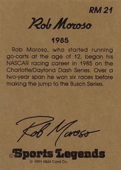 1991 K & M Sports Legends Rob Moroso #RM21 Rob Moroso Back