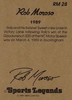 1991 K & M Sports Legends Rob Moroso #RM28 Rob Moroso and crew Back