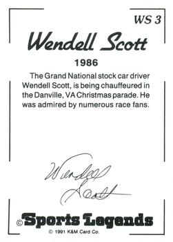 1991 K & M Sports Legends Wendell Scott #WS3 Wendell Scott Back
