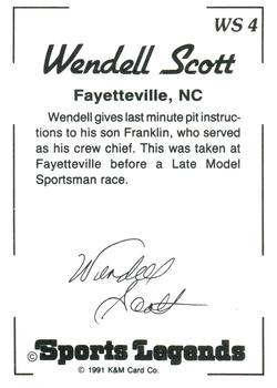 1991 K & M Sports Legends Wendell Scott #WS4 Wendell Scott / Franklin Scott Back