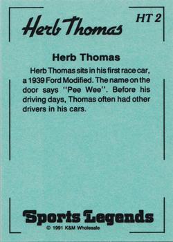 1991 K & M Sports Legends Herb Thomas #HT2 Herb Thomas Back