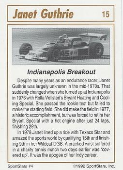 1992 SportStars Racing Collectibles #15 Janet Guthrie Back