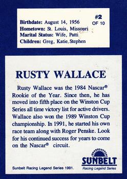 1991 Sunbelt Racing Legends #2 Rusty Wallace Back