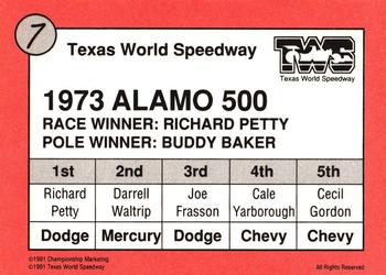 1991 Texas World Speedway #7 Richard Petty / Bill France Back
