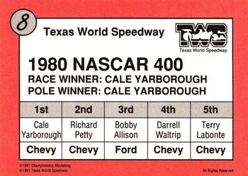 1991 Texas World Speedway #8 Cale Yarborough Back