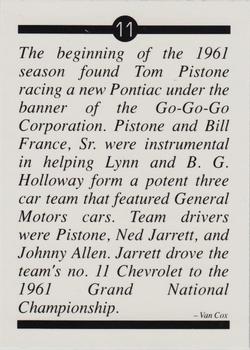 1991 If It's Racing Tiger Tom Pistone #11 Tom Pistone Back