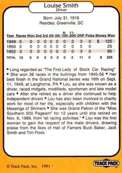 1991 Track Pack Yesterday's Heroes #36 Louise Smith Back