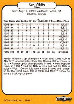 1991 Track Pack Yesterday's Heroes #42 Rex White Back