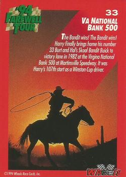 1994 Wheels Harry Gant #33 Va National Bank 500 Back